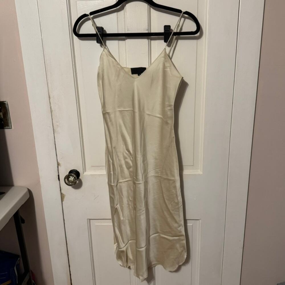 Nili Lotan 100% Silk Slip Dress Cream Midi Size S White